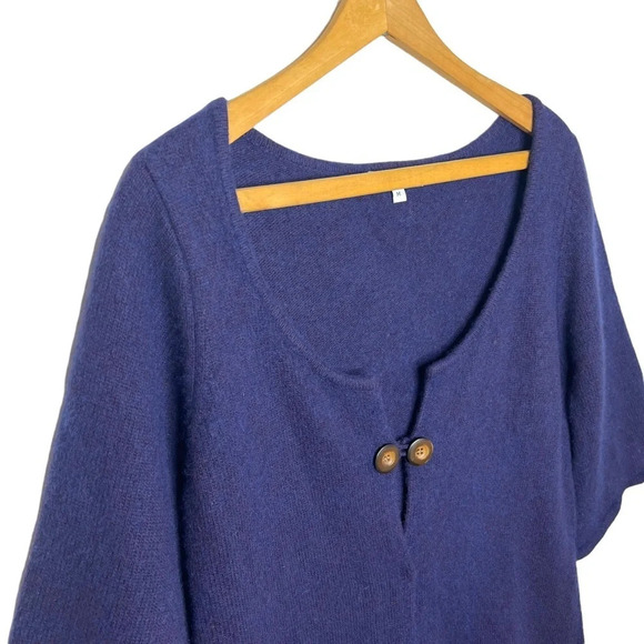 Bryn Walker Wool Blend Cardigan Sweater Medium Blue 2-Button Front Cozy Knit - Picture 4 of 10